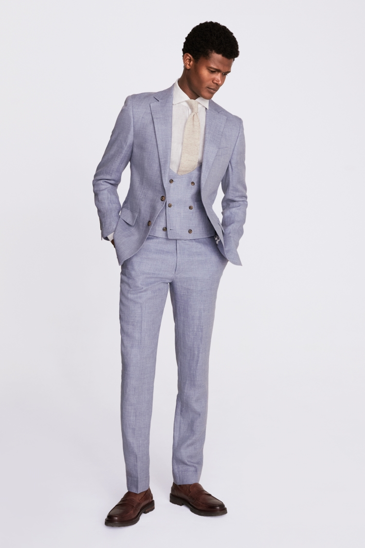 Tailored Fit Dusty Blue Linen Suit