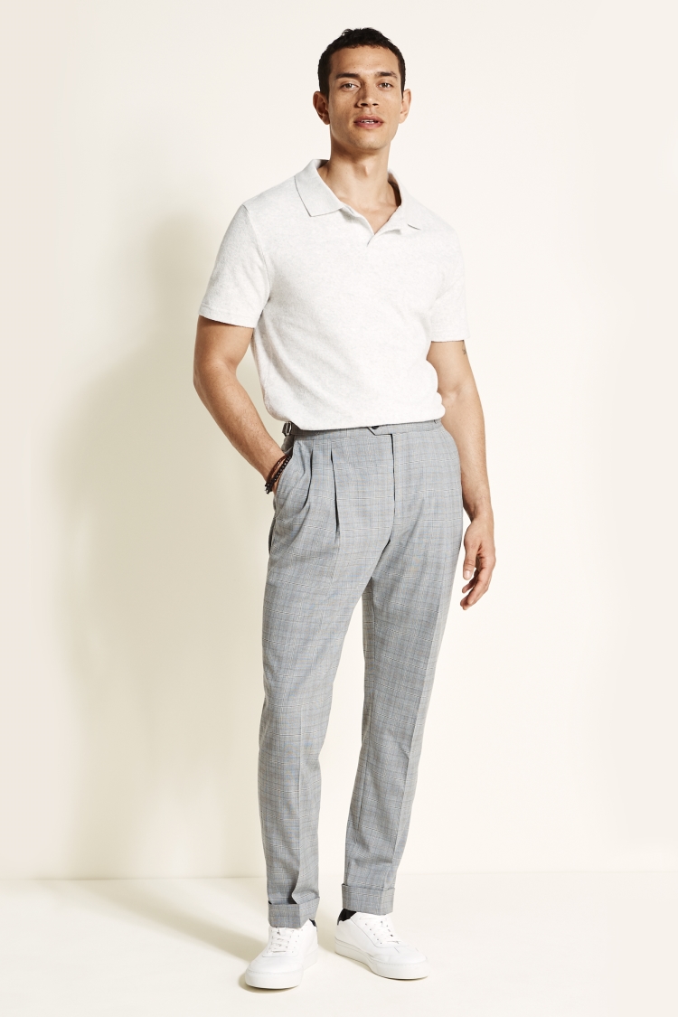 Tailored Fit Grey Check Pants