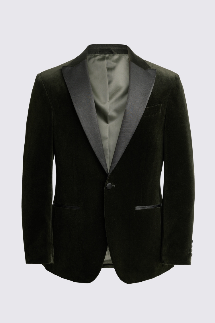 Tailored Fit Olive Velvet Jacket