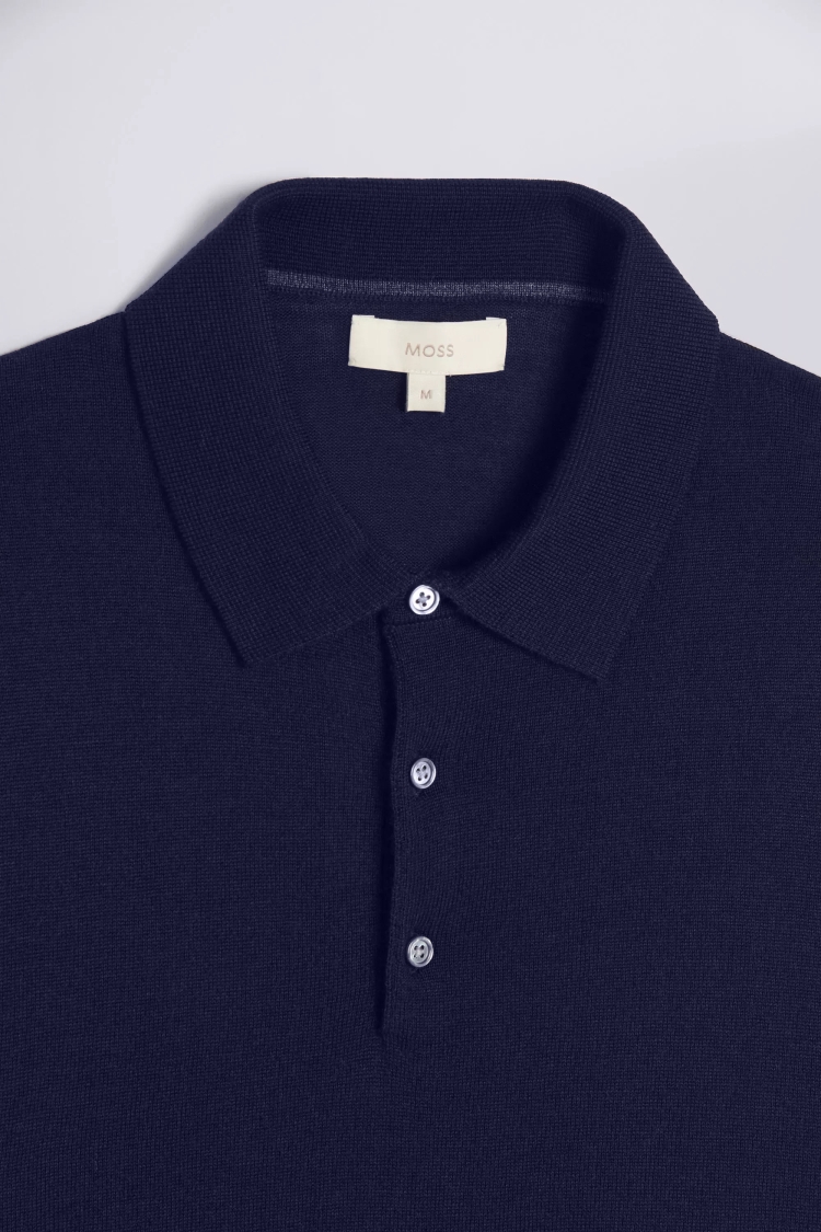 Navy Merino Polo Shirt