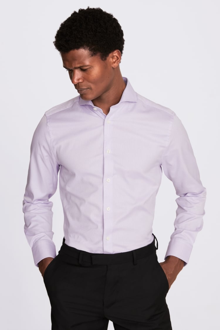 Tailored Fit Lilac Single Cuff Dobby Shirt | Buy Online at Moss