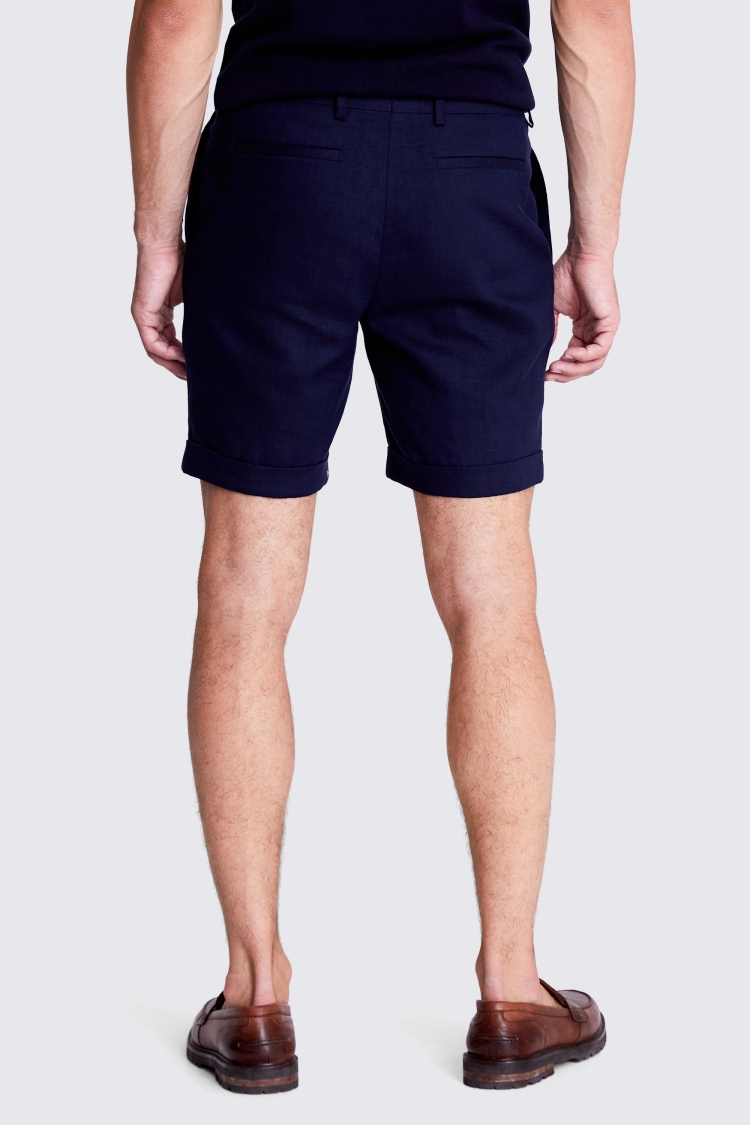 Navy Linen Casual Shorts