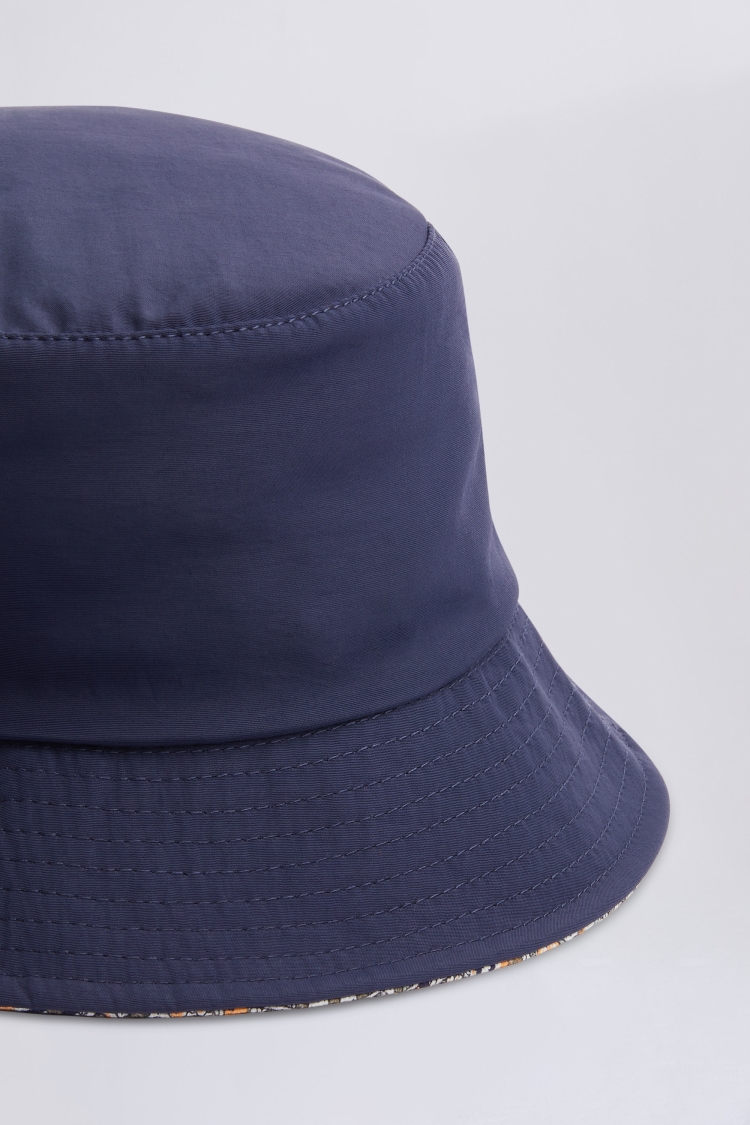 Navy Paisley Print Reversible Bucket Hat