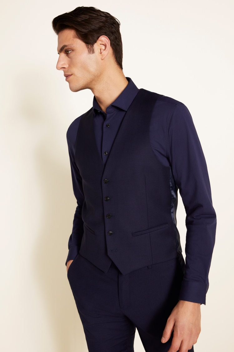 Slim Fit Navy Panama Waistcoat