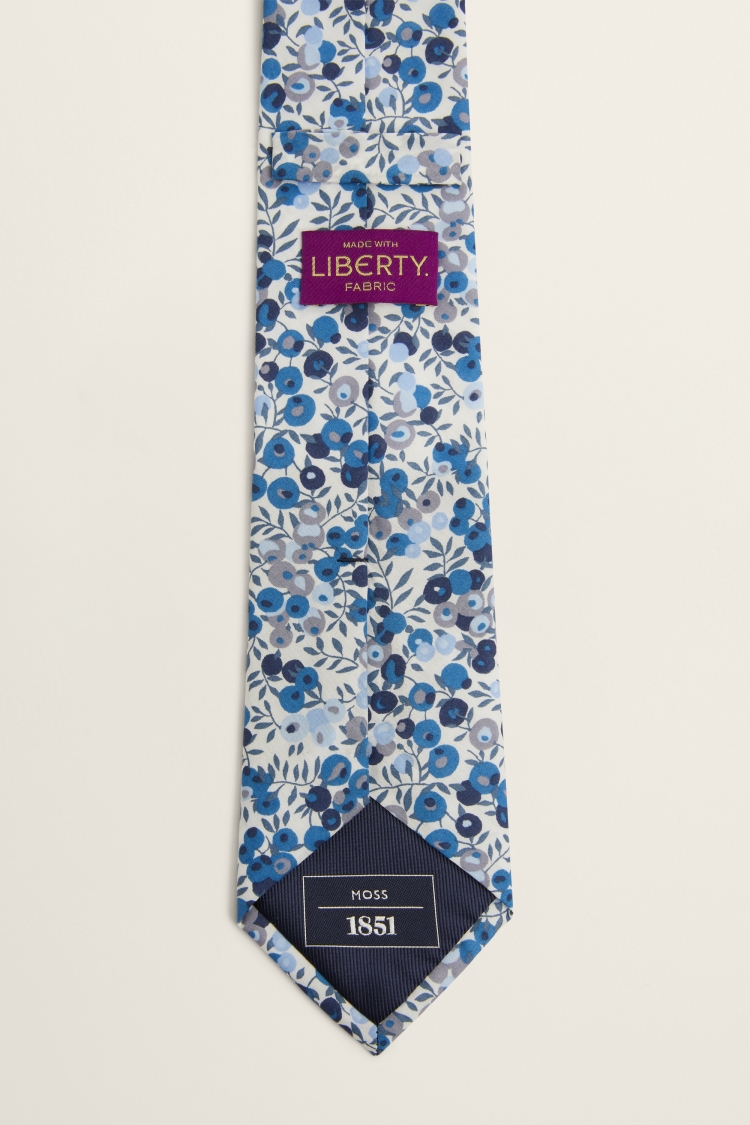 Blue Berry Tie Made with Liberty Fabric