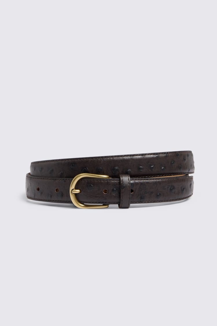 Italian Brown Ostrich Leather Belt