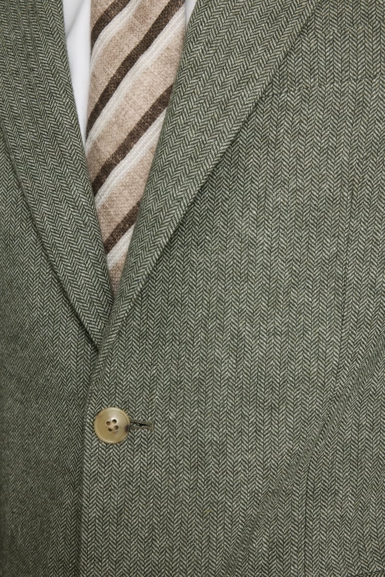 Tailored Fit Sage Herringbone Suit