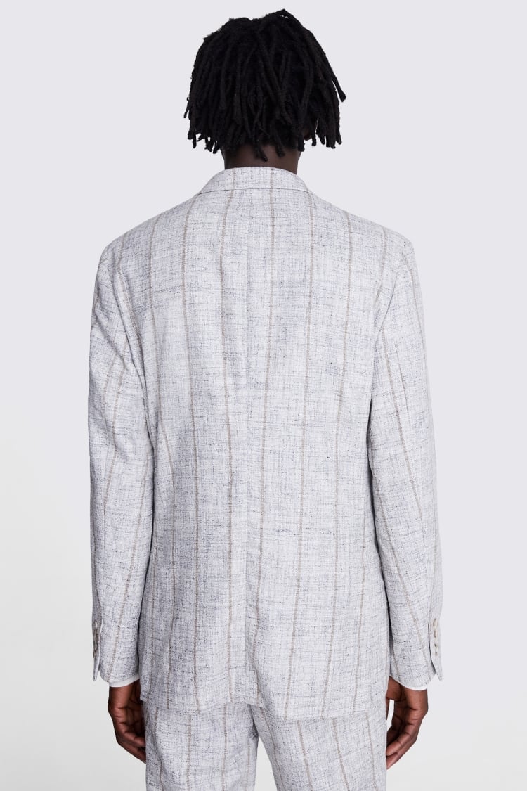 Italian Tailored Fit Light Grey Stripe Jacket 