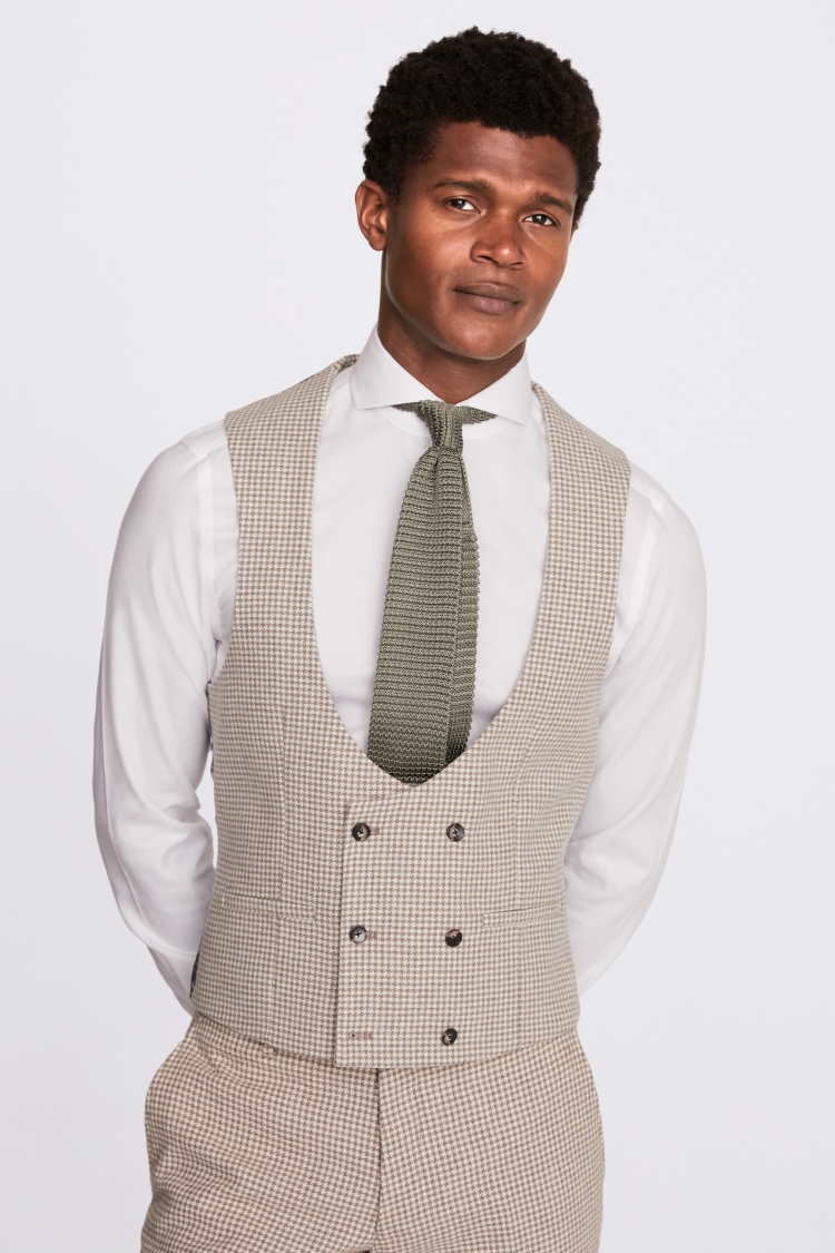 Slim Fit Taupe Houndstooth Suit