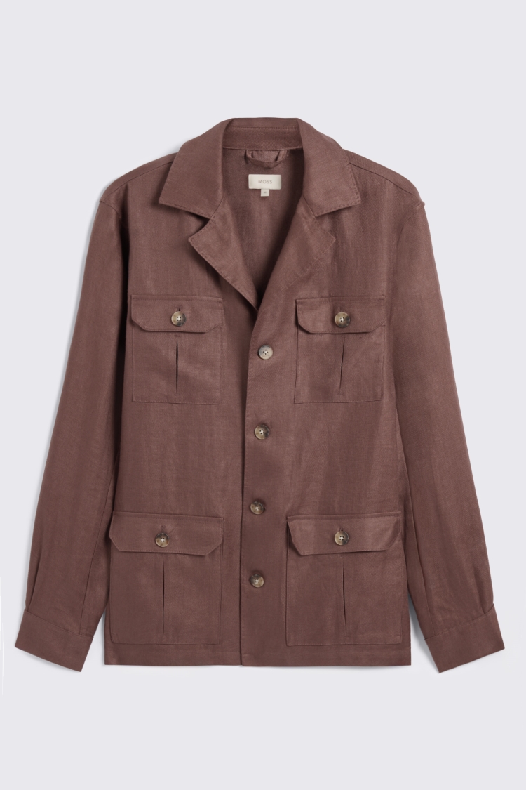 Mauve Twill Linen Shacket 