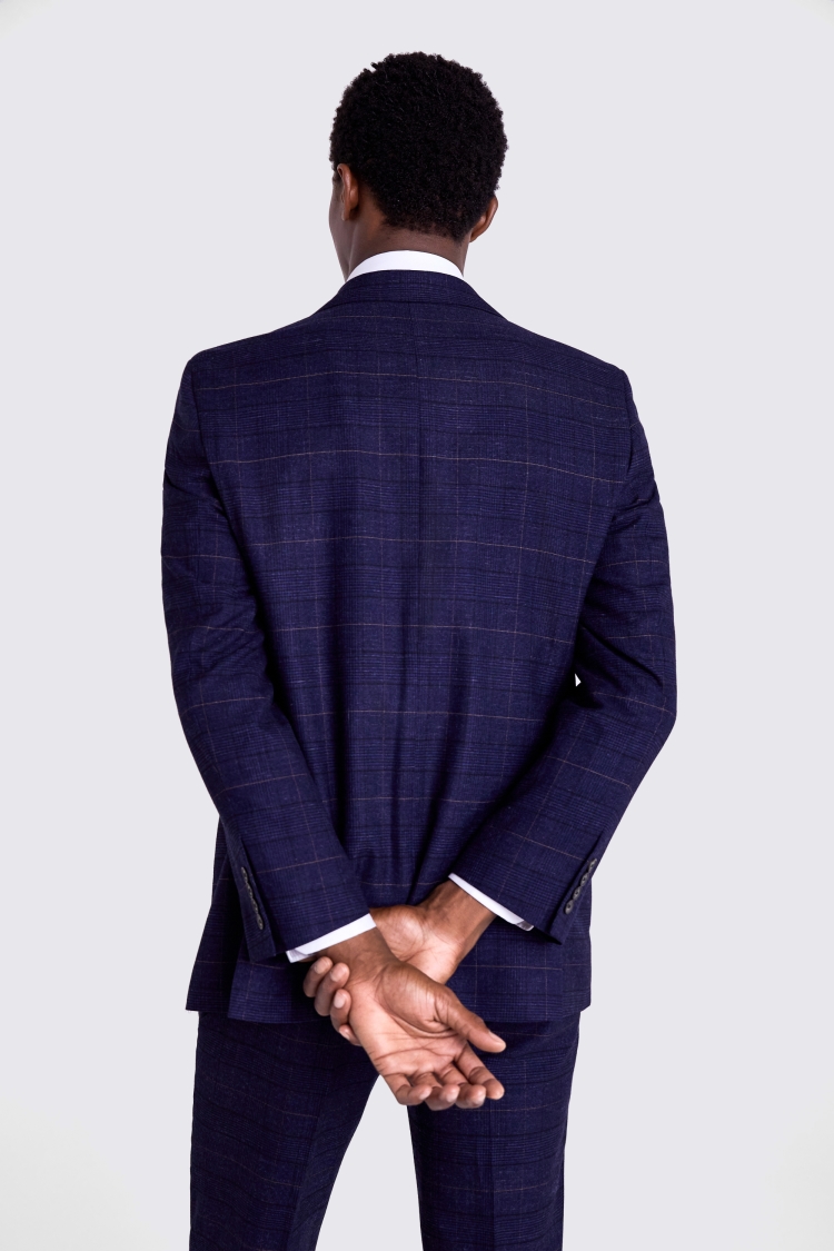 Custom Made  navy black check suit