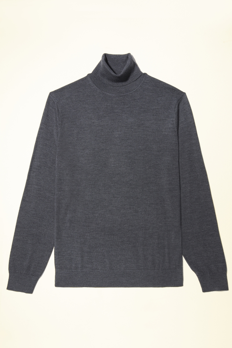 Charcoal Merino Roll-Neck Jumper | Buy Online at Moss