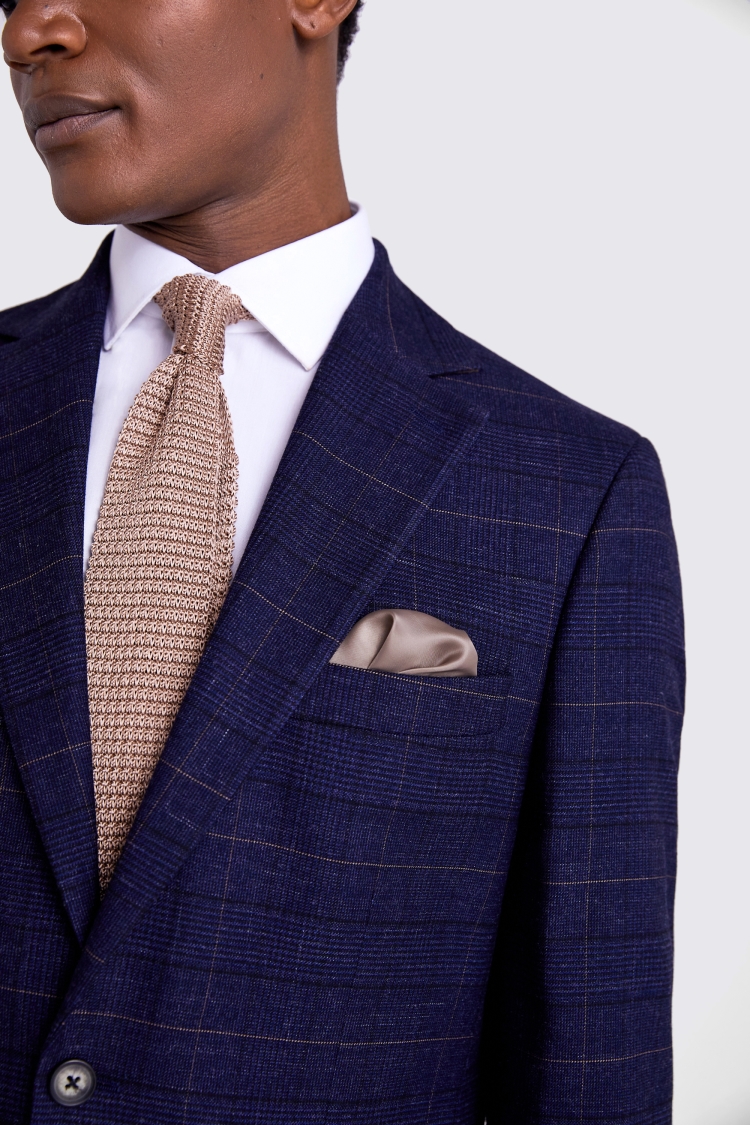 Custom Made  navy black check suit