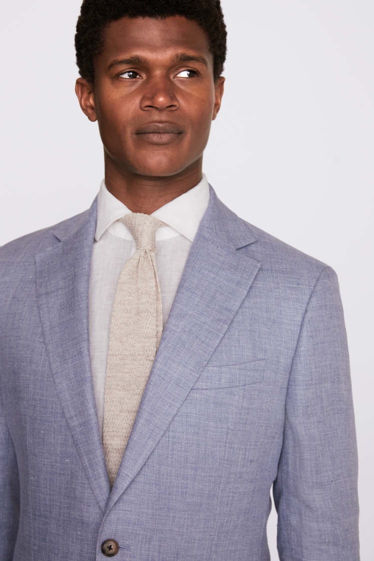 Tailored Fit Dusty Blue Linen Jacket