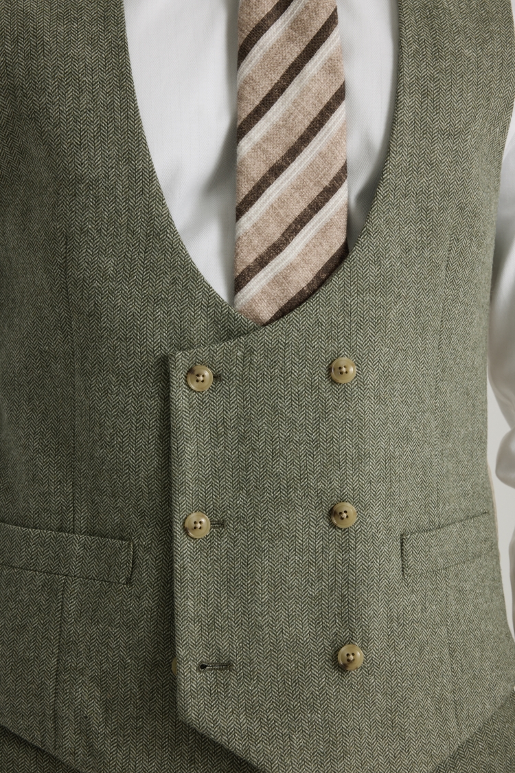 Tailored Fit Sage Herringbone Vest