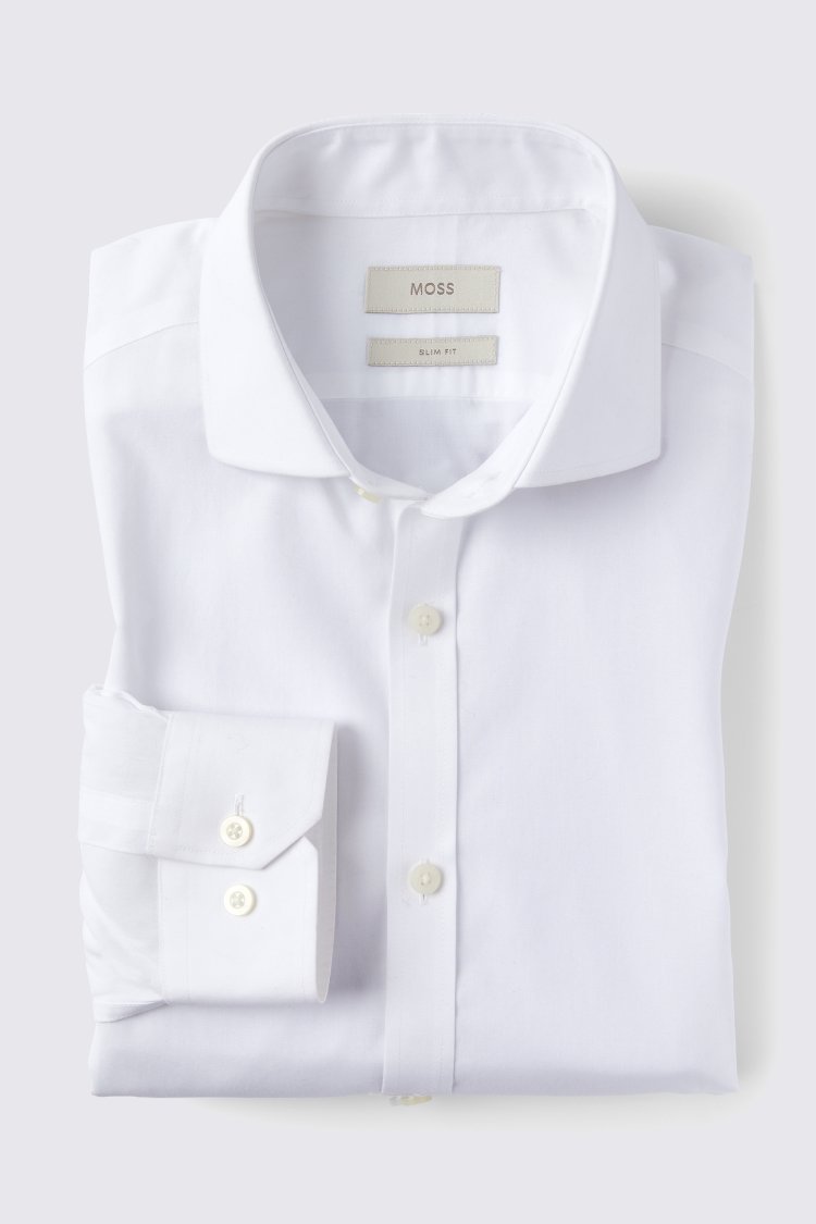 Slim Fit White Poplin Non-Iron Shirt