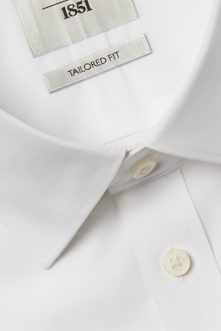 Tailored Fit White Short Sleeve Zero Iron Shirt