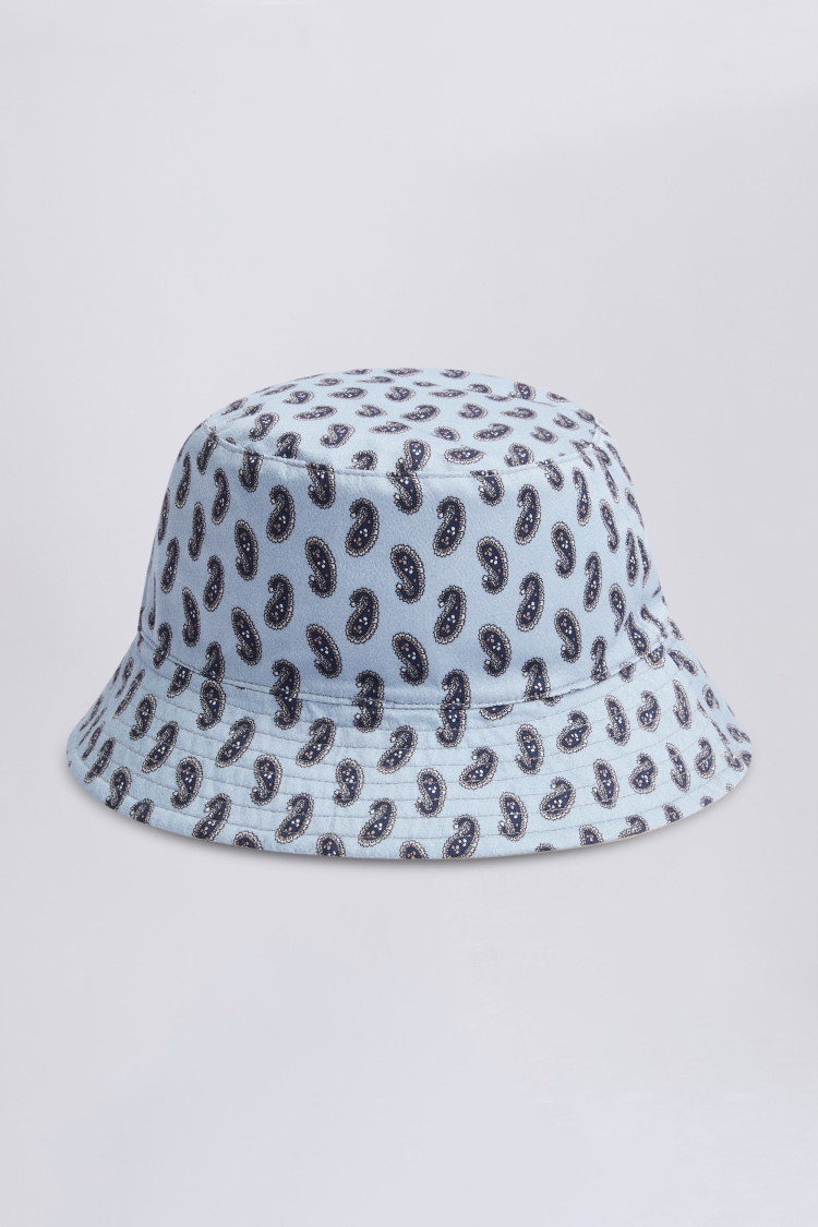 Taupe Paisley Print Reversible Bucket Hat