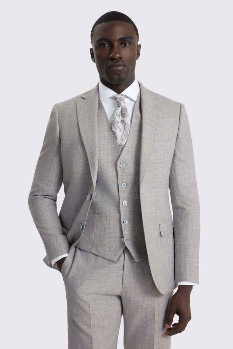 Slim Fit Light Grey Marl Suit