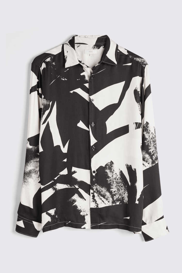 Off White & Black Abstract Printed Shirt