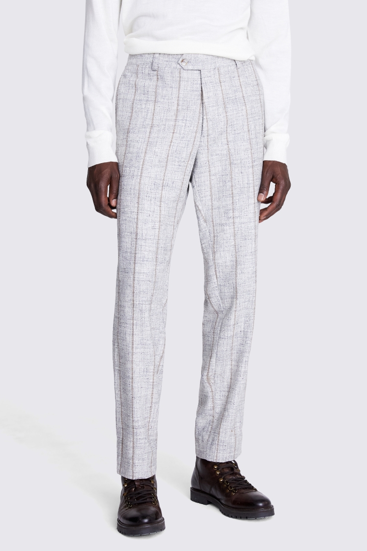 Tailored Fit Light Grey Stripe Trousers