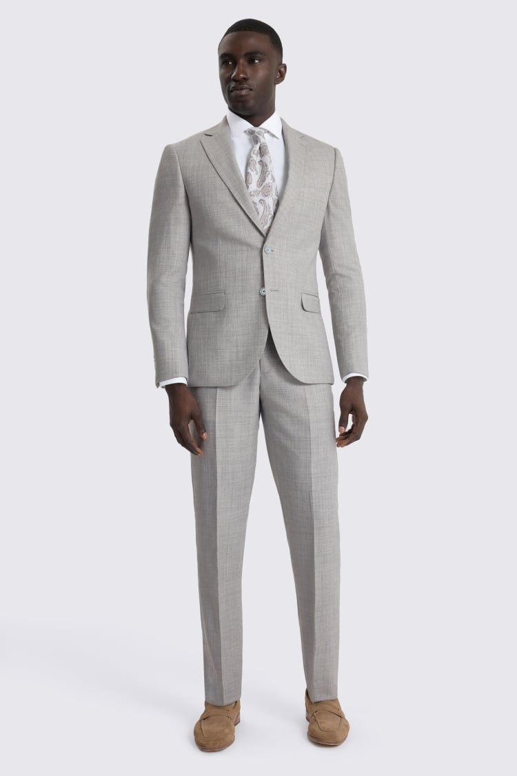 Slim Fit Light Grey Marl Suit