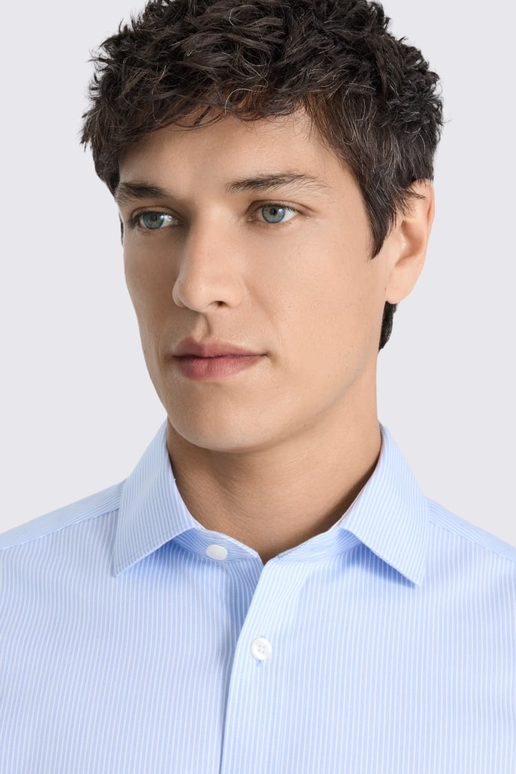 Tailored Fit Sky Stripe Non Iron Cotton Shirt
