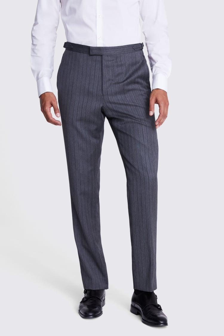 Italian Tailored Fit Grey Stripe Morningwear Trousers
