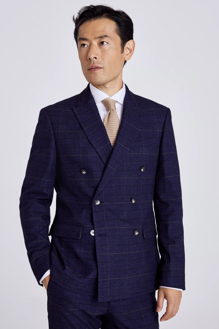 Slim Fit Navy Black Check Suit