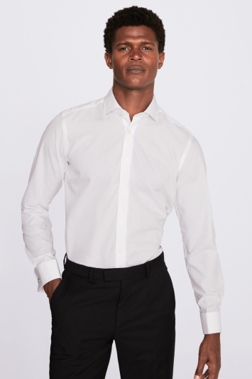 Tailored Fit White Double Cuff Non-Iron Shirt