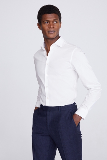 Tailored Fit White Performance Stretch Shirt