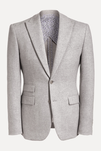 Slim Fit Grey Herringbone Tweed Jacket