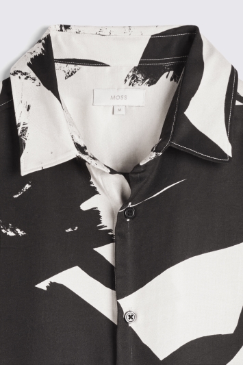 Off White and Black Abstract Printed Shirt