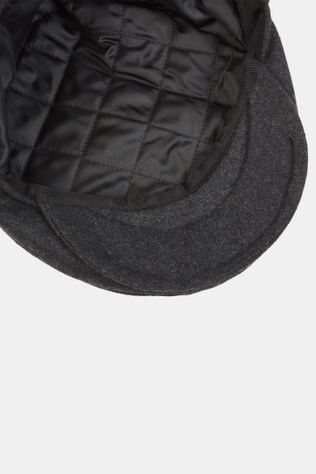 Charcoal Melton Wool Flat Cap