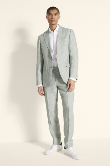 Tailored Fit Green Linen Jacket