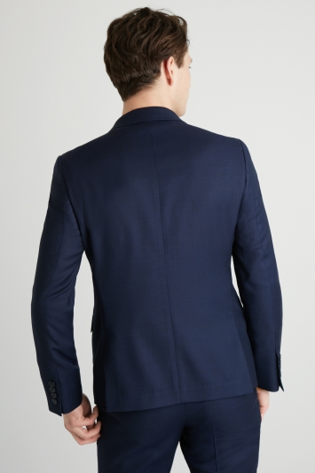 DKNY Slim Fit Navy Panama Openweave Double Breasted Jacket