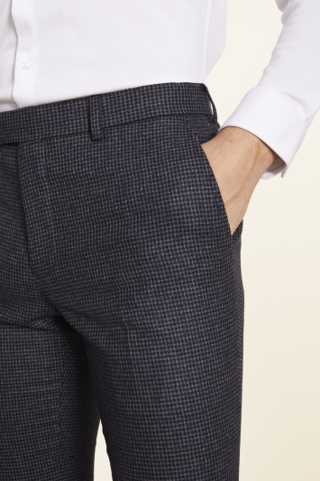 Slim Fit Navy Puppytooth Tweed Trousers