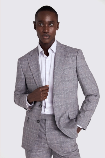 Regular Fit Grey Check Performance Suit