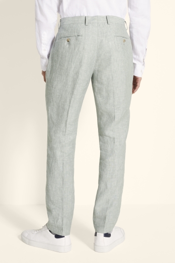 Tailored Fit Green Linen Trousers