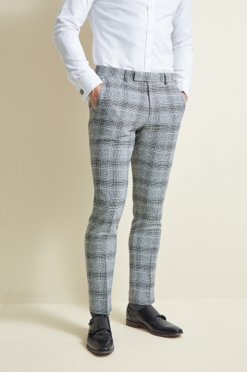 mens slim fit checkered trousers