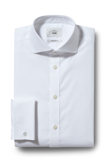 Tailored Fit White Double Cuff Zero Iron Shirt