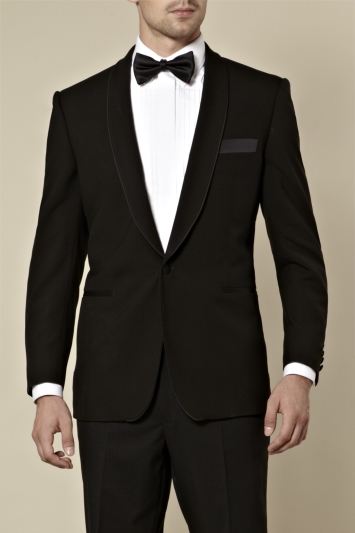 Moss Bros Covent Garden Tailored Fit Black Satin Edge Shawl Collar ...