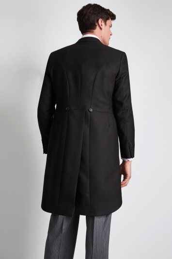 Moss Bros Regular Fit Black Fine Herringbone Morningwear Coat 