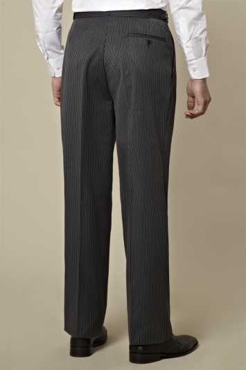 Moss Bros Regular Fit Grey and Black Stripe Morningwear Trouser 