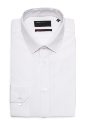 Ventuno 21 Slim Fit Easy Care Single Cuff Formal Shirt White