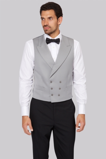 Moss Bros Covent Garden Tailored Dove Grey Fit Double Breasted Waistcoat 