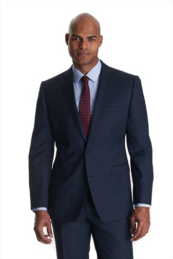 French Connection Tailored Fit 2 Piece Check Suit Blue
