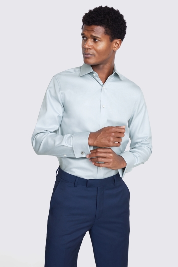 Tailored Fit Blue Double Cuff Twill Shirt