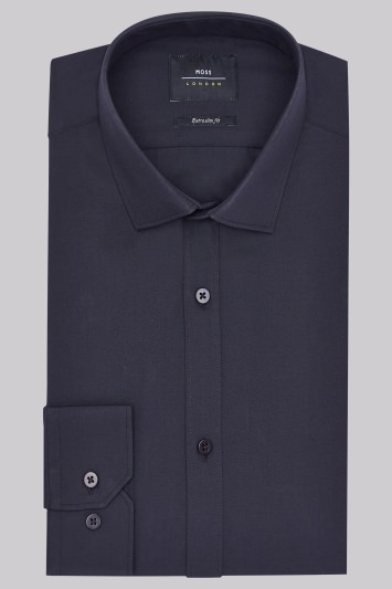 Moss London Extra Slim Fit Black Single Cuff Shirt