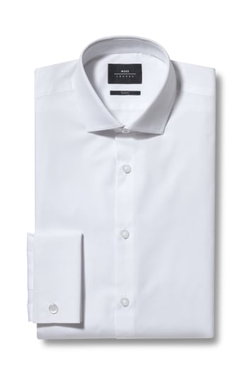 Slim Fit White Double Cuff Shirt